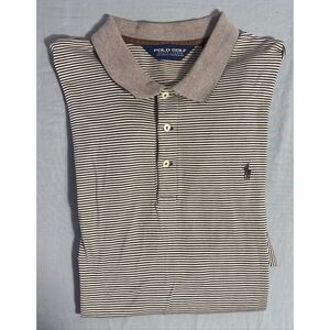 Polo Golf Ralph Lauren Brown Stripped Polo Size 2XL XXL Golf Shirt Brown Pony